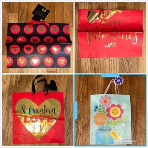 Colorful Gift Bags Set of 4  - Valentines Day and Mothers Day NEW